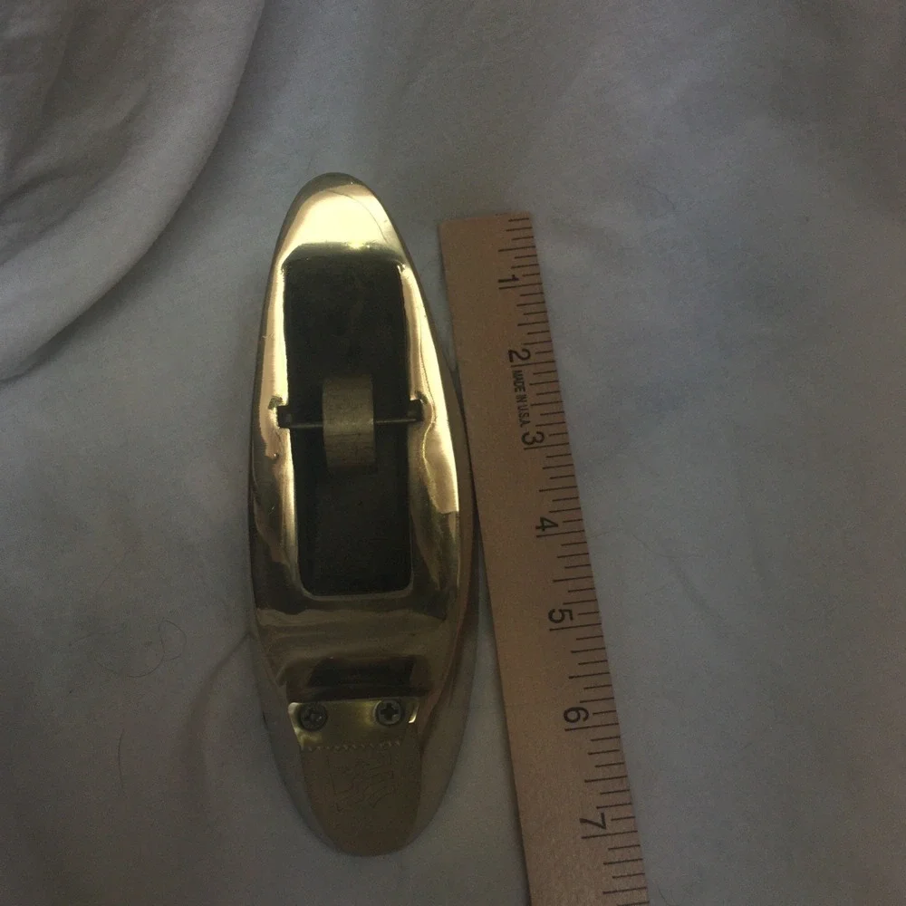 Vintage Solid Brass Desk Top Tape Dispenser Canoe Shape Japan